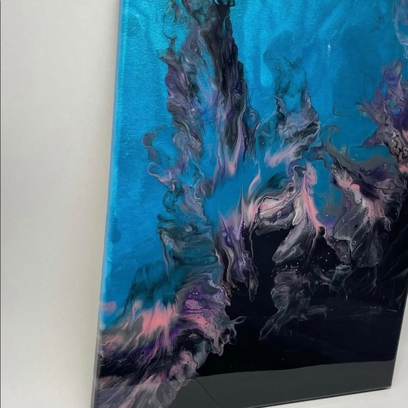 Metallic Black Blue Abstract Wall Art Home Decor